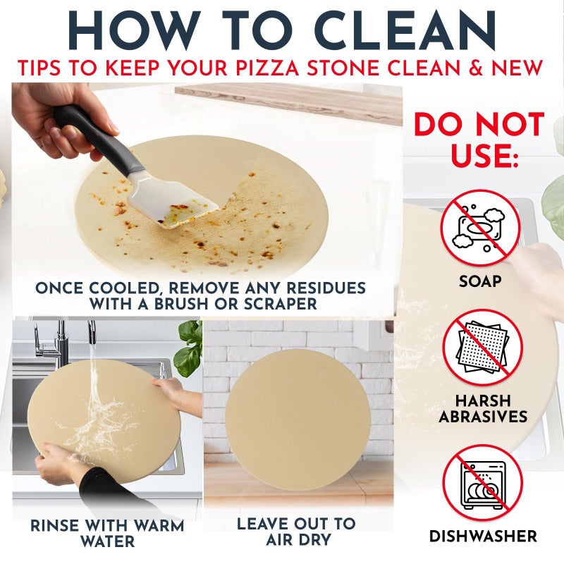 Culinary Couture 15 inch Round Pizza Stone for Oven - Large Pizza Stone for Grill, Cordierite Stones for Bread, Calzone, Cookies - Pizza Making Kit - Image 5